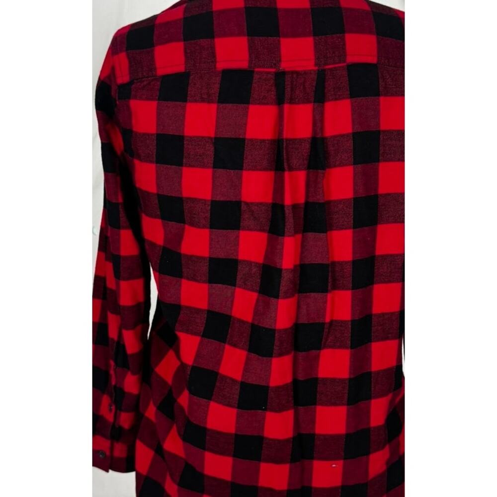 Eddie Bauer Womens Small Red Black Buffalo Plaid Button Front Cotton Shirt - Picture 9 of 10